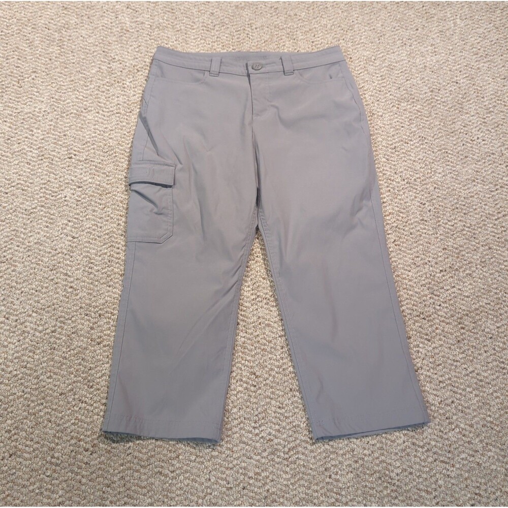 Eddie Bauer Tech Capri Hiking Pants Womens 8 Gray Cargo Pocket Stretch Outdoor